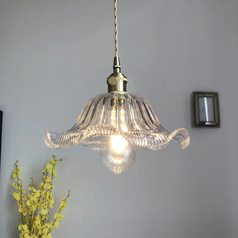 DecorBites™ Glass Industrial Pendant Light: Loft Style Fixture with Copper Socket for Home Decor
