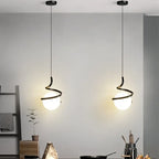 Nordic Metal Cord Pendant Light in White, Black, or Gold