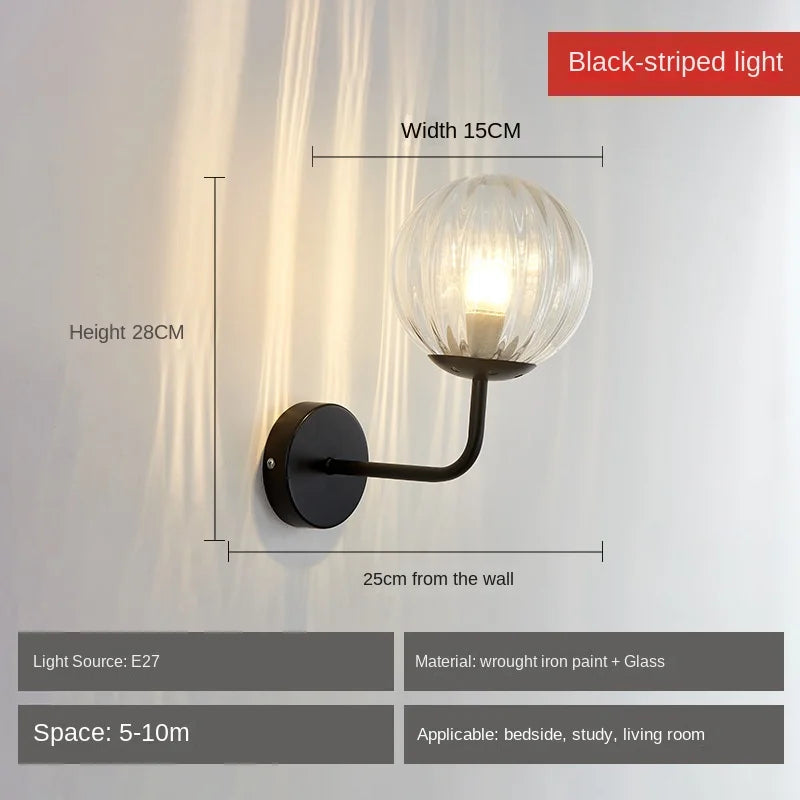DecorBites™ Glass Ball LED Wall Lamp: Gold Nordic Minimalist Sconces Lighting Bedroom Decor Fixtures