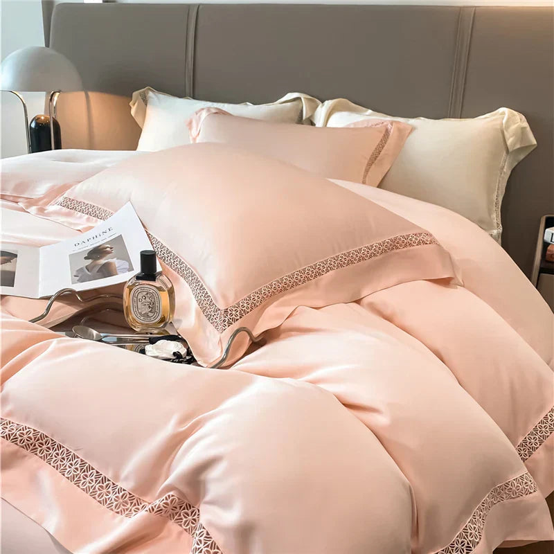 DecorBites™ Eucalyptus Fiber Lace Bedding Set for Soft, Silky & Cool Skin-friendly Comfort