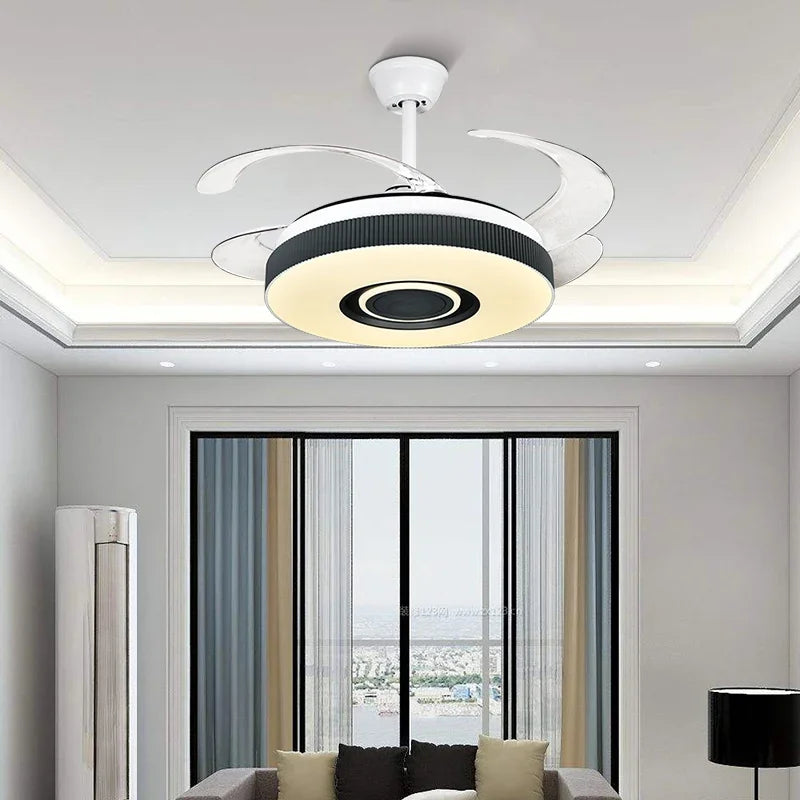 مروحة سقف ثريا من DecorBites™ قابلة للسحب مع جهاز تحكم عن بعد وإضاءة LED غير مرئية
