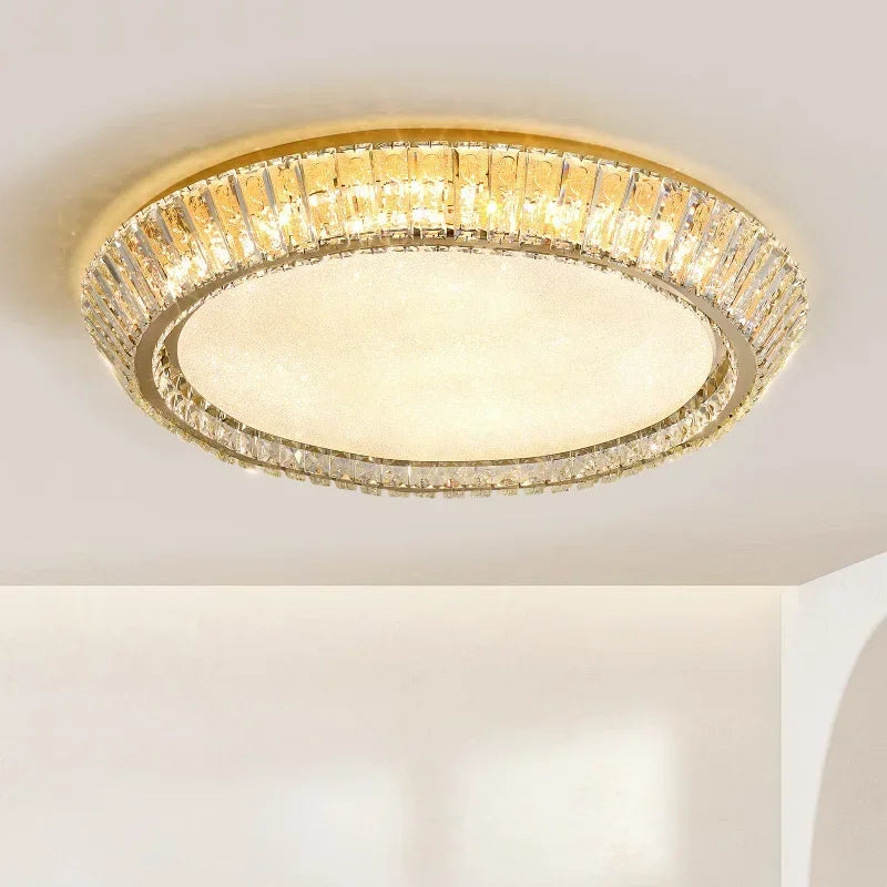 مصباح سقف LED من الكريستال الذهبي من DecorBites™ لغرفة الطعام والمعيشة