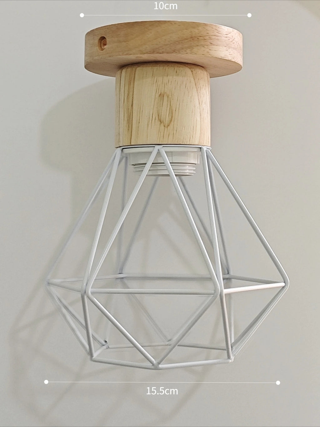 Vintage Black Wood and Iron Cage Pendant Light