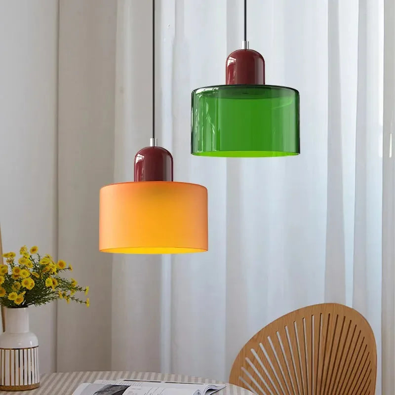 Vintage Stained Glass Mini Pendant Light