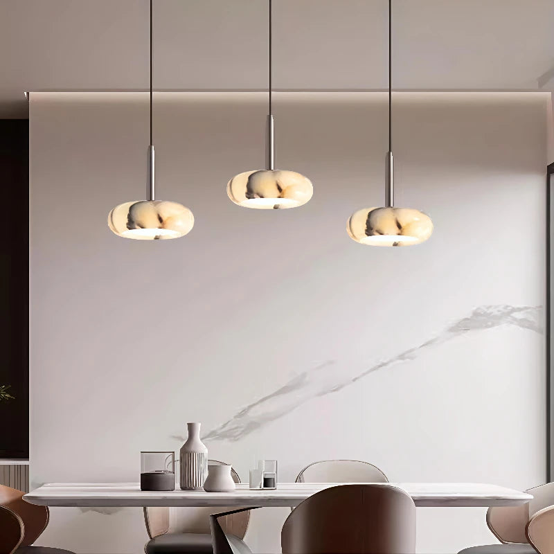 European White Marble Bedside Pendant Light for Bedroom