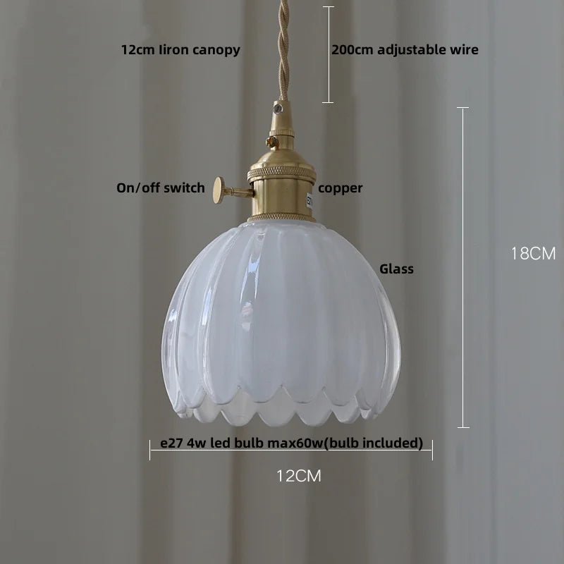 DecorBites™ Amber Glass LED Pendant Lamp 200cm Wire Adjustable Nordic Modern Simple Hanging Lights