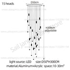Modern Staircase Pendant Chandelier in Black or Gold