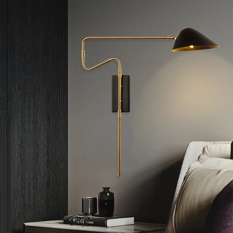 DecorBites™ Gold Rotatable LED Wall Lamp | Modern Nordic Rocker Arm Sconce
