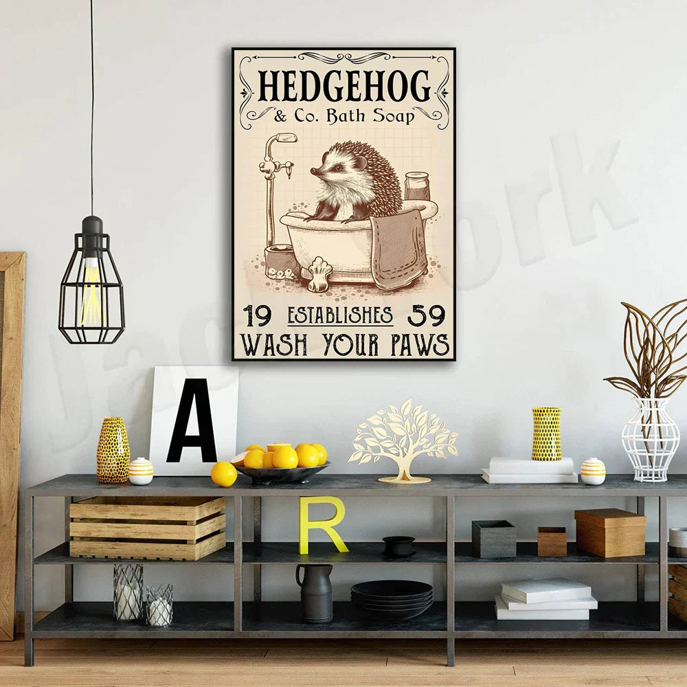 DecorBites™ صابون حمام القنفذ ملصق مخالب - ديكور حمام مضحك
