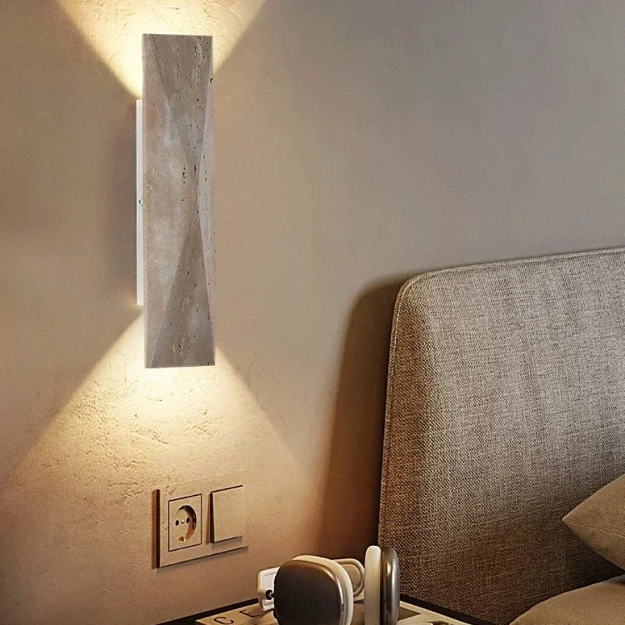 DecorBites™ Double LED Wall Lamp Sconce Yellow Cave Stone Iron Canopy Mirror Light