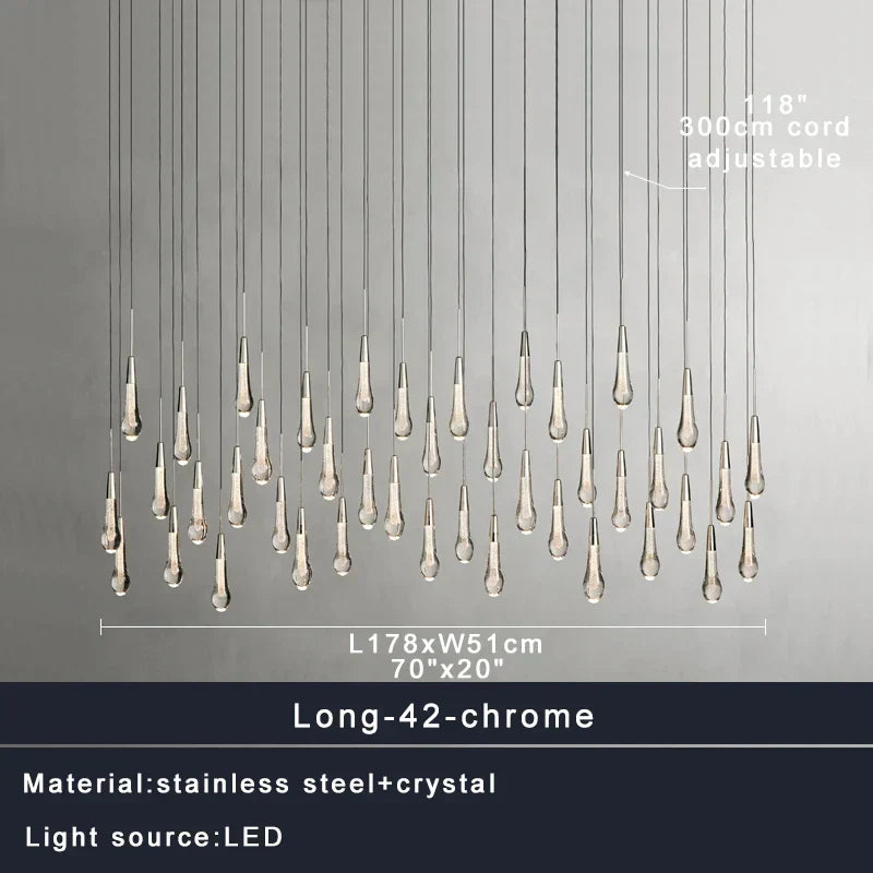 DecorBites™ Crystal Water-drop Ceiling Chandelier: Elegant Dining Table Lighting Fixture