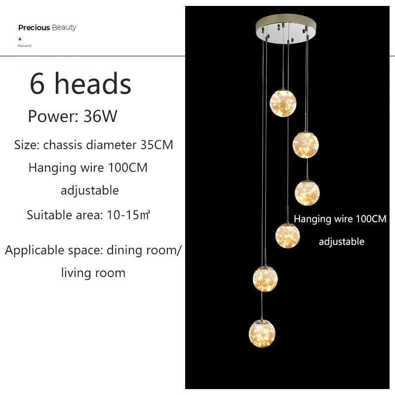 Gypsophila Glass Bubble Staircase Pendant Chandelier