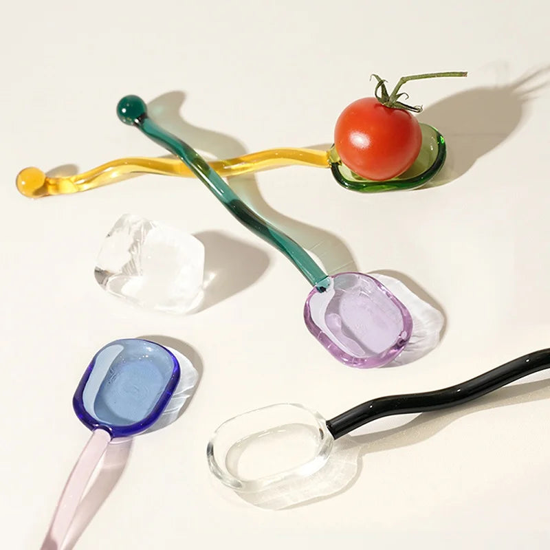 DecorBites™ Glass Spoon Dessert Teaspoon Creative Coffee Spoon Set for Ice Cream