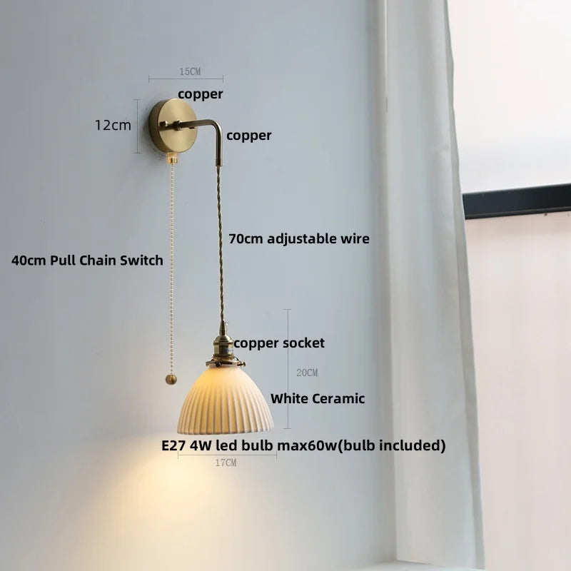 DecorBites™ Adjustable LED Wall Light Clear Glass Copper Bedside Lamp