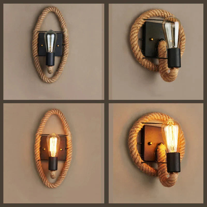 مصباح الجدار بحبل القنب من DecorBites™ للمنازل والأماكن التجارية