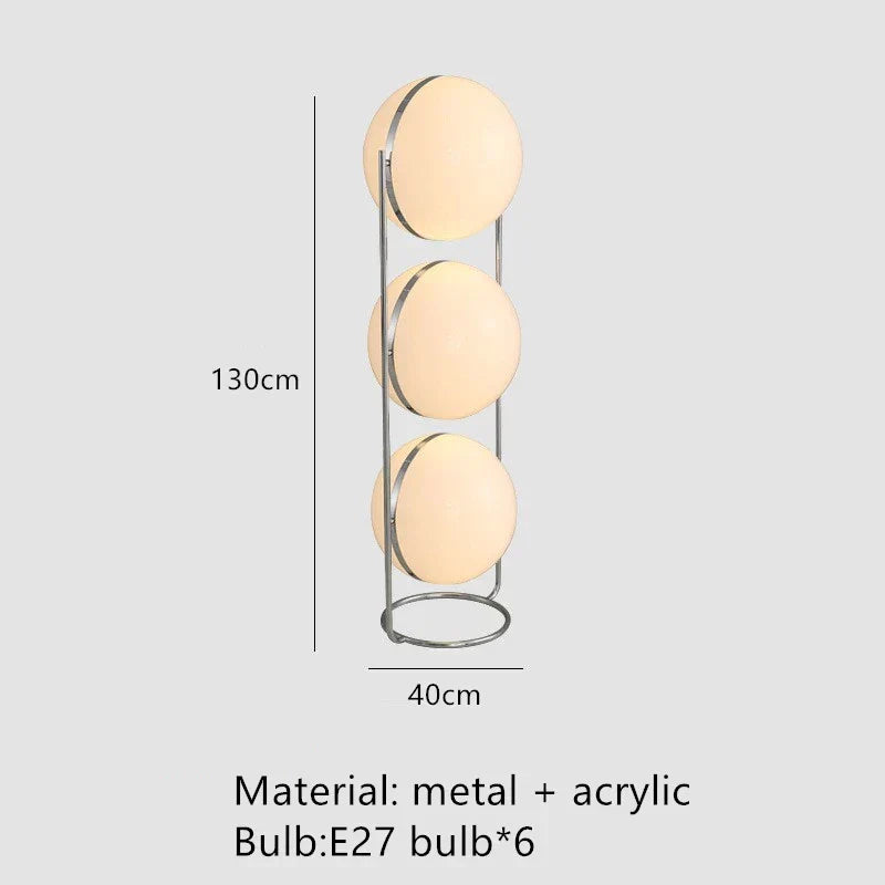 مصباح أرضي LED DecorBites™ من المعدن الكرومي لغرفة المعيشة مع كرة أكريليك بيضاء