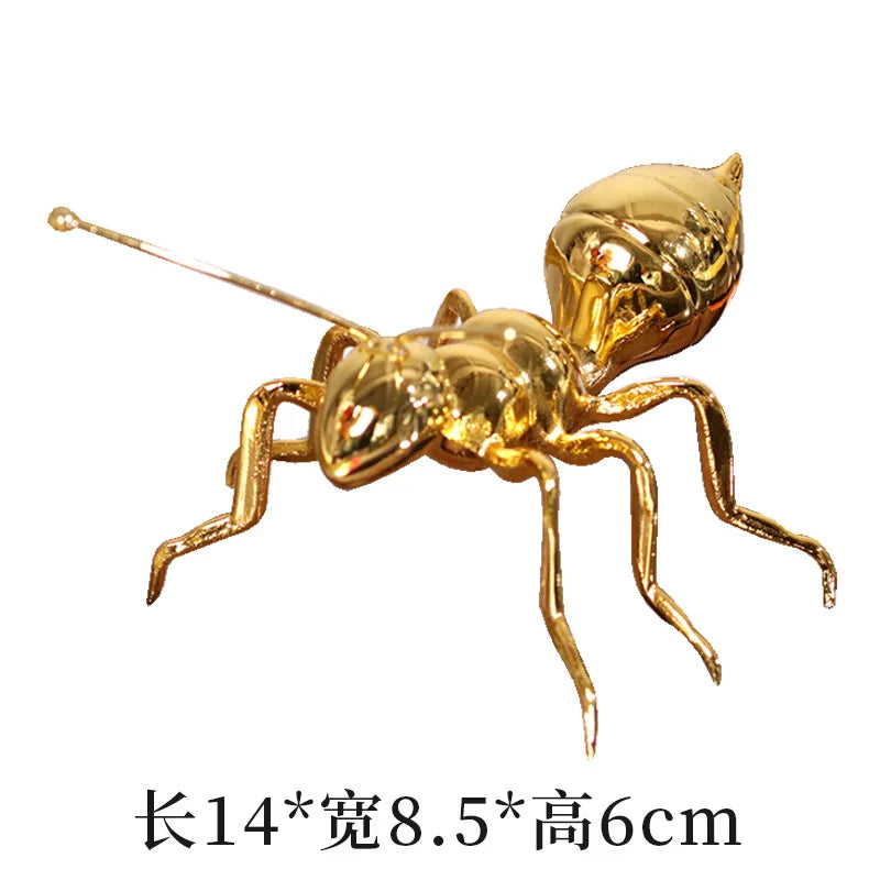 DecorBites™ Golden Ant Metal Sculpture Figurine Home Decor Insect Ornament