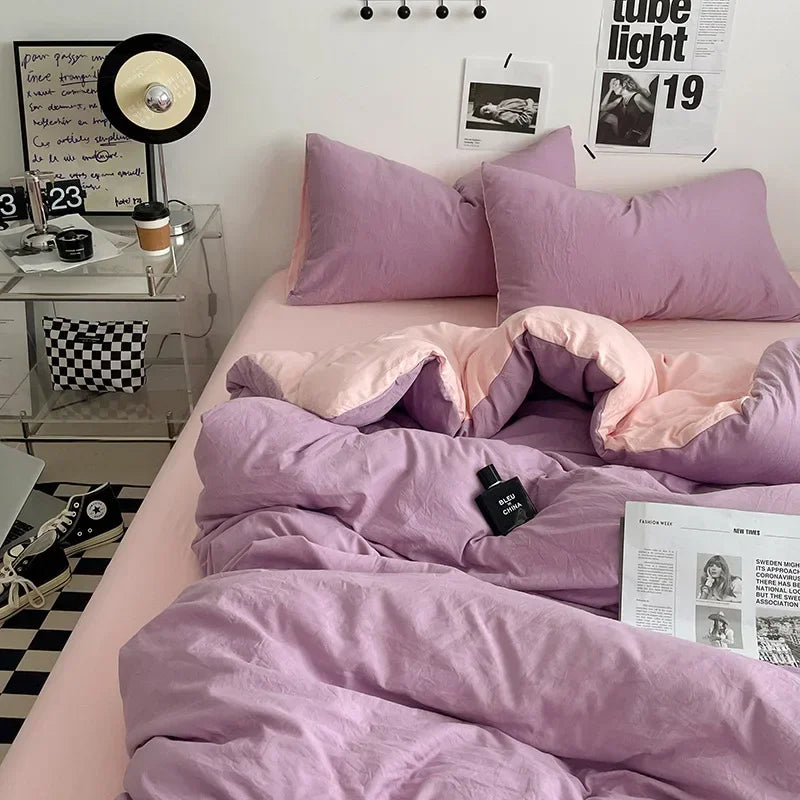 DecorBites™ Cotton Bedding Set with Comforter Cover, Sheet, and Pillowcase Set