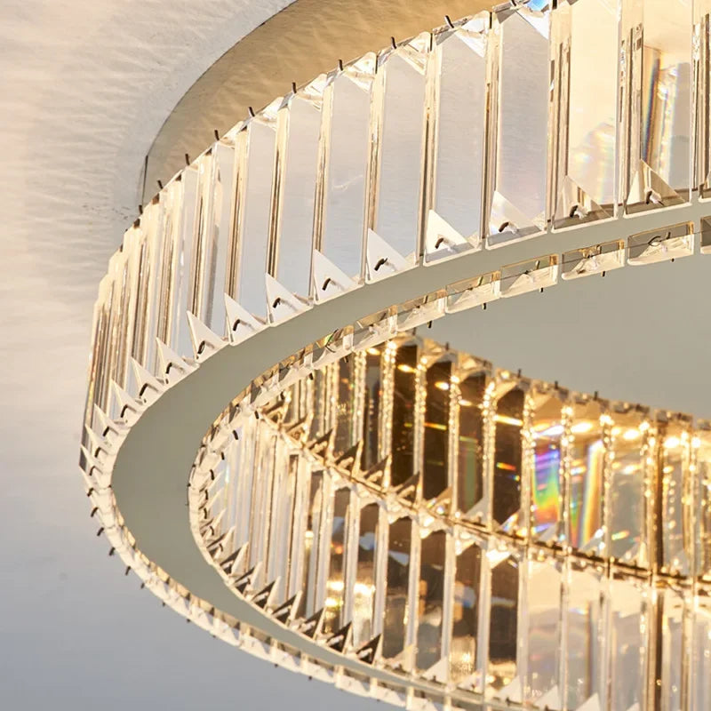 DecorBites™ Crystal Circle Chandelier: Modern Nordic LED Ceiling Lamp for Living Room, Bedroom, Study