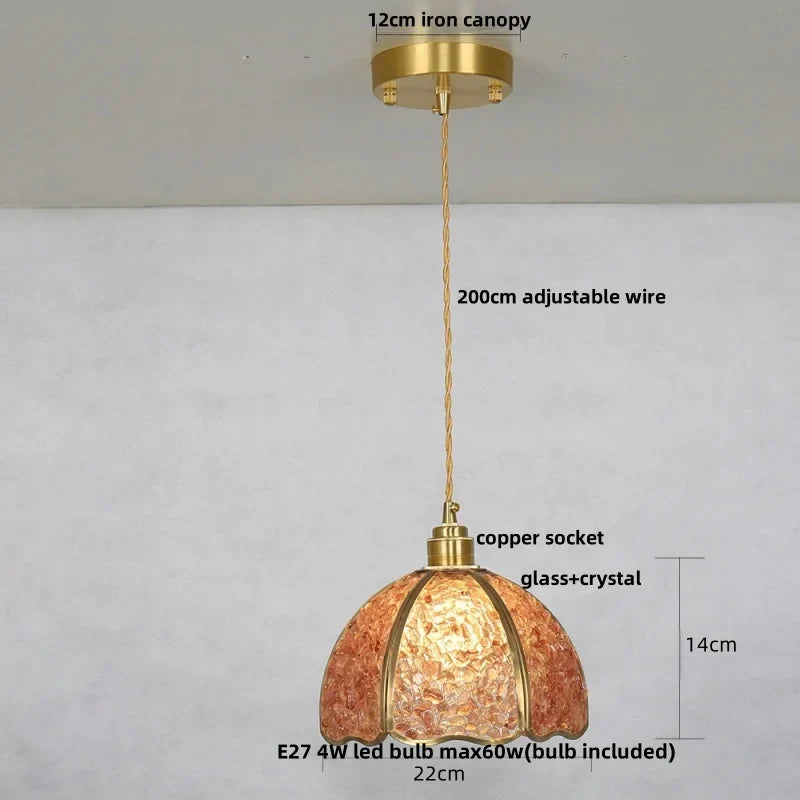 DecorBites™ Crystal Glass LED Pendant: Tiffany Style Hanging Light for Living Room