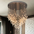 ثريا كرة كريستالية كبيرة LED ذهبية من DecorBites™ لغرفة المعيشة العصرية الفاخرة