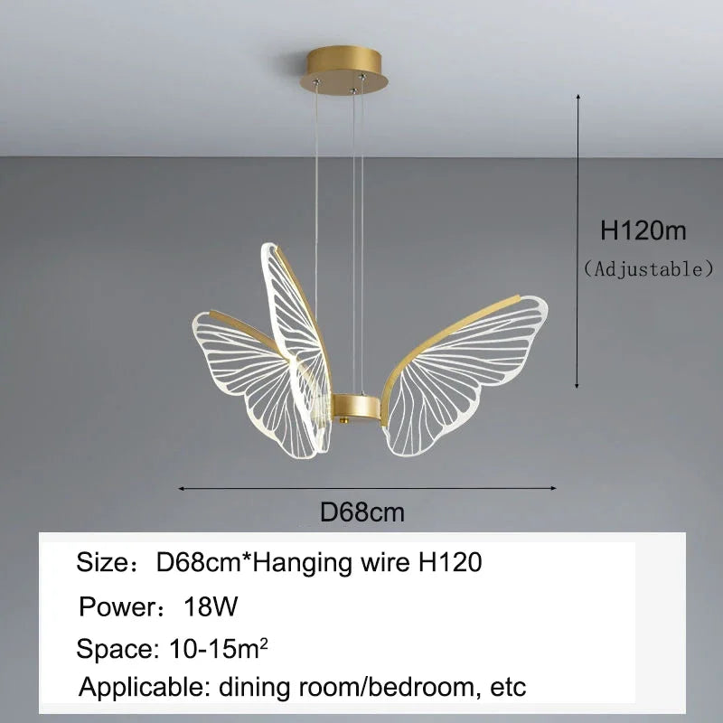 ثريا سقف فراشة LED من DecorBites™ - إضاءة قلادة فاخرة لغرفة النوم والمعيشة والطعام