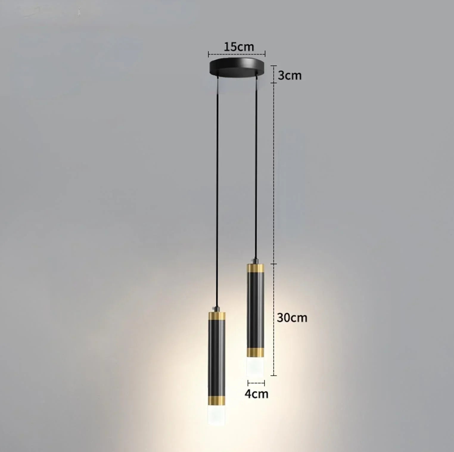 Modern Long Double Spotlight Pendant Light in Black/Gold