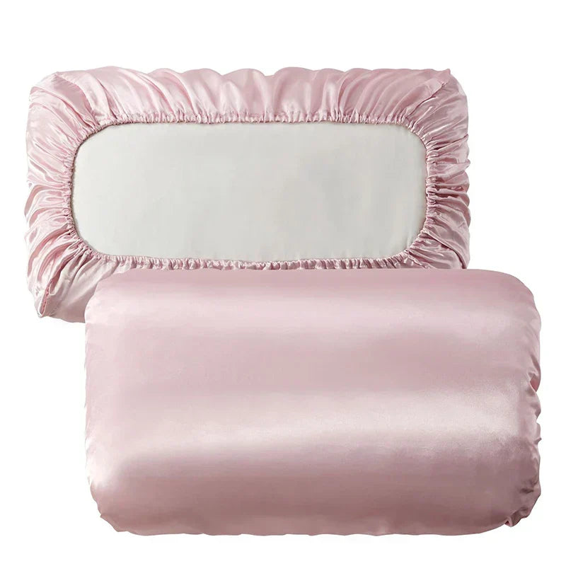 DecorBites™ Imitation Silk Elastic Band Pillowcase Queen King Size Smooth Satin Luxury Bedding