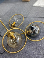 Modern Glass Globe Pendant Light With Gold Ring