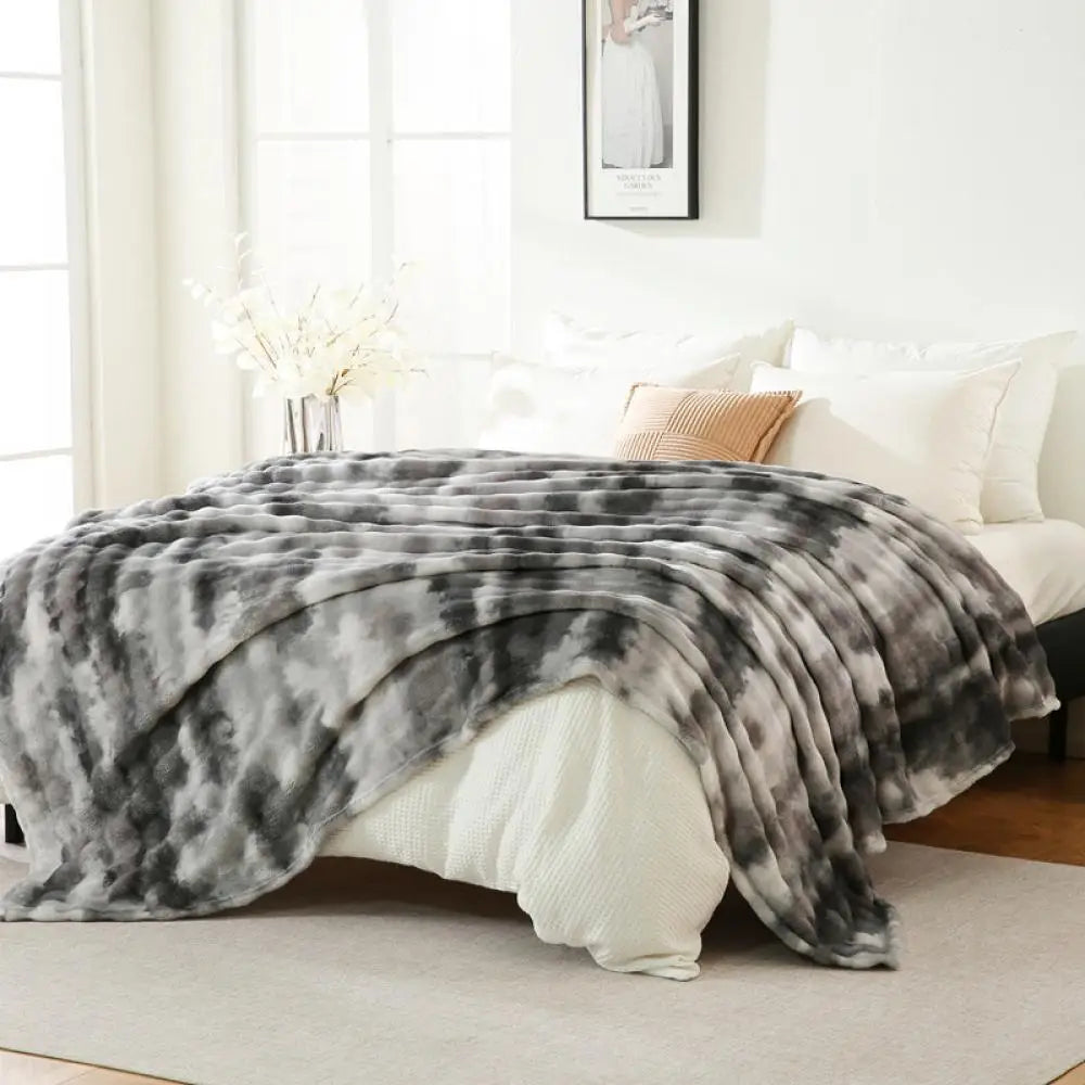 DecorBites™ Fuzzy Faux Fur Blanket - Cozy & Soft Reversible Throw for Sofa and Bed