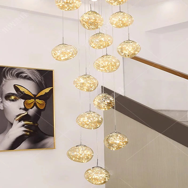 Modern Glass Staircase Pendant Chandelier