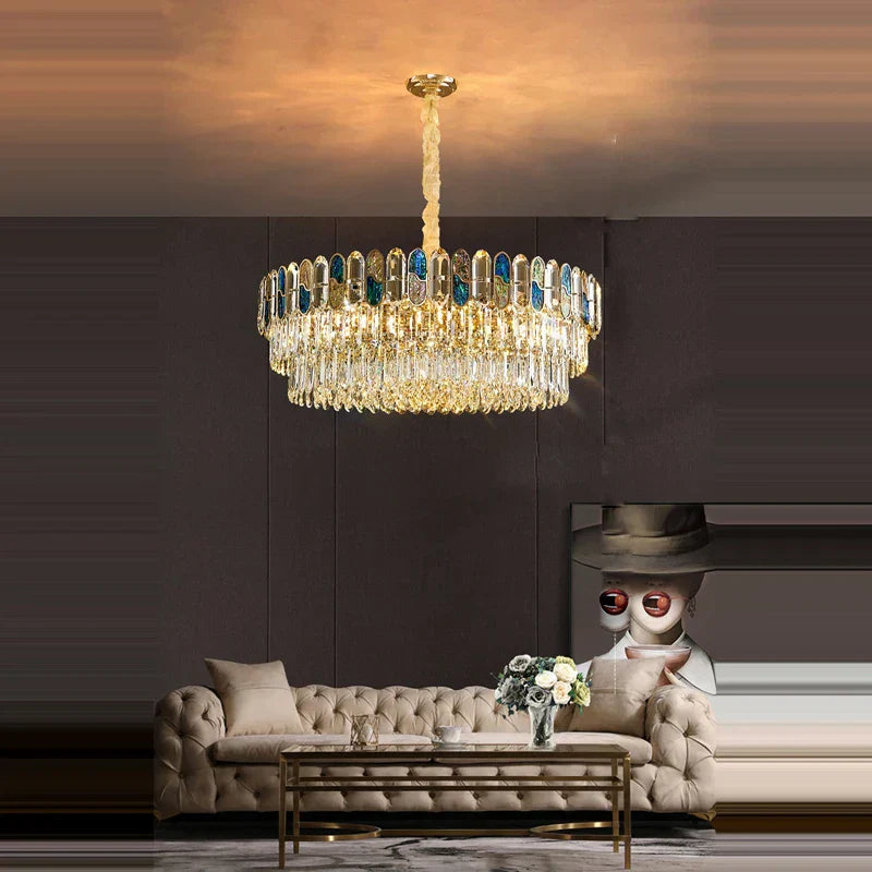 DecorBites™ Dimmable LED Sea Shell Crystal Chandelier Luminaire for Living Room