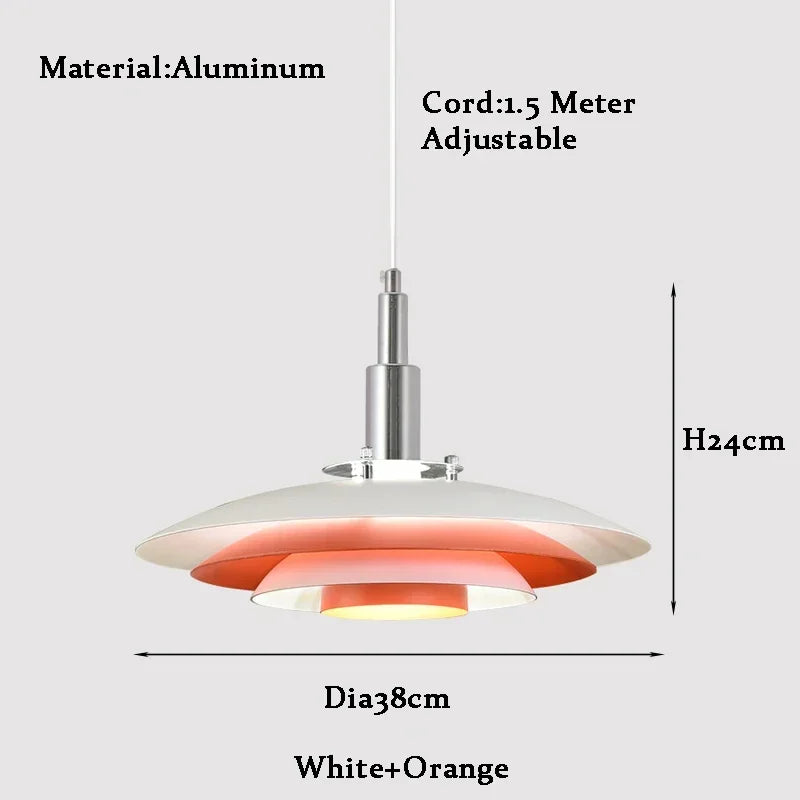 Mid-Century Gradient UFO Pendant Light In White & Red