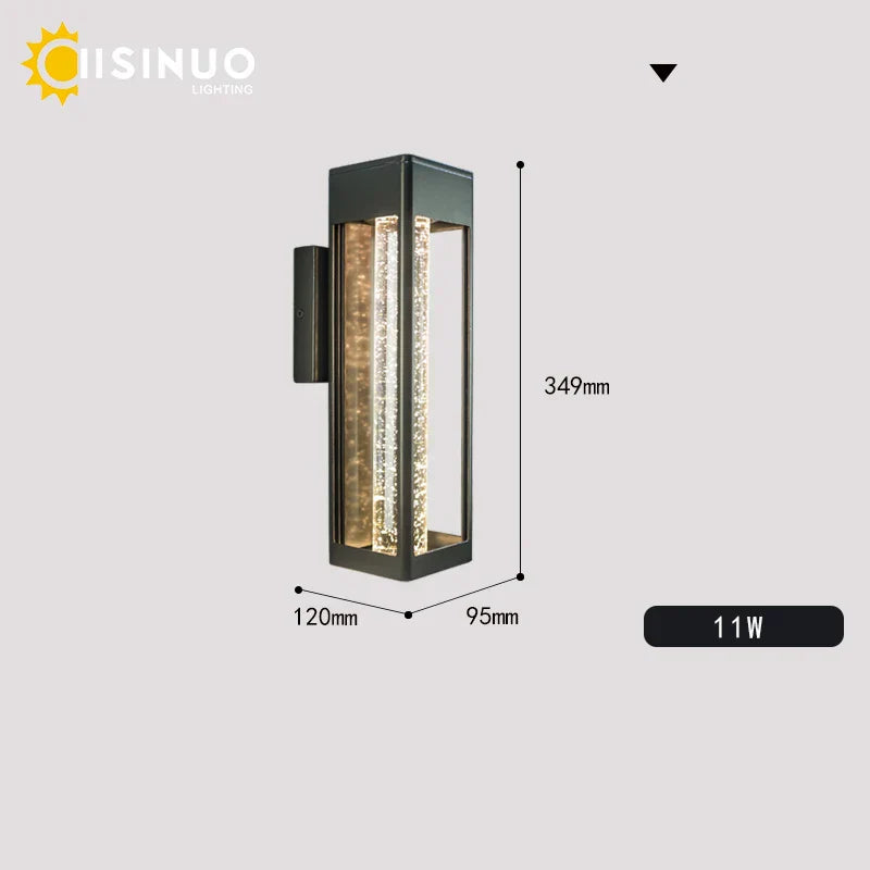 DecorBites™ Crystal Bubble Glass Wall Lamp 11W LED Outdoor Sconce IP65 Garden Light