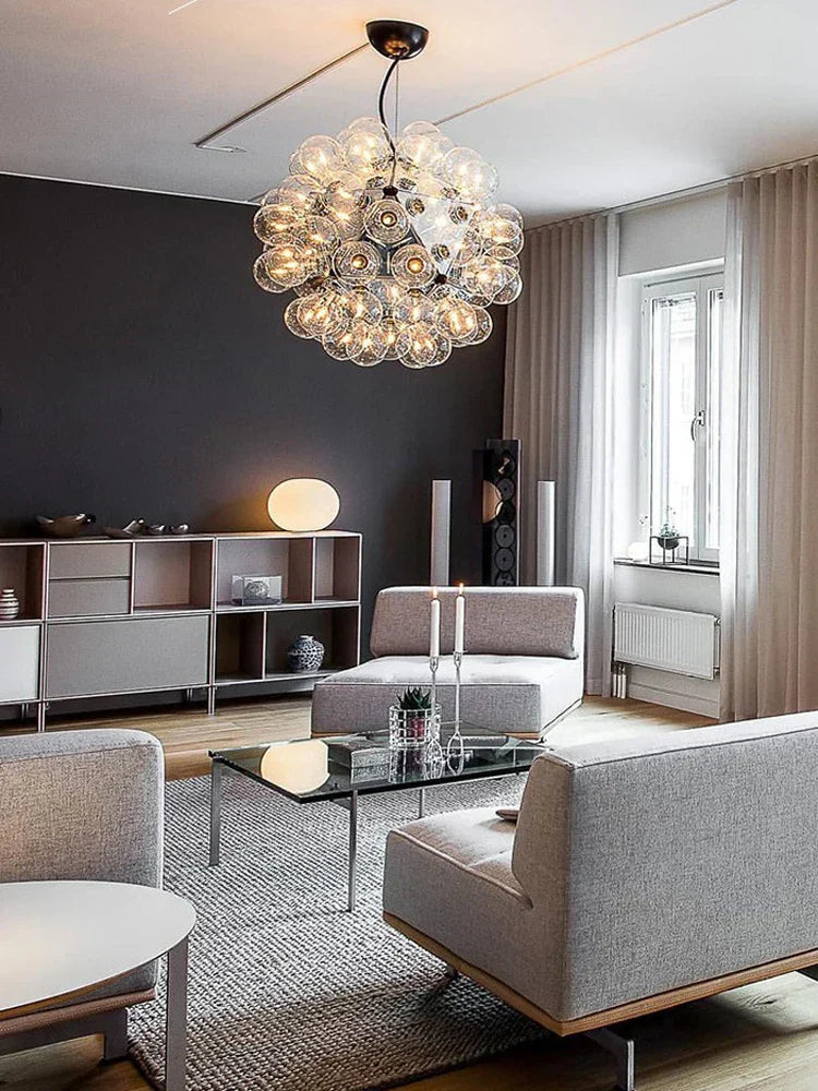 ثريا دانتليون زجاجية DecorBites™ بإضاءة LED G4 - ذهبية بلمسة كروم سوداء