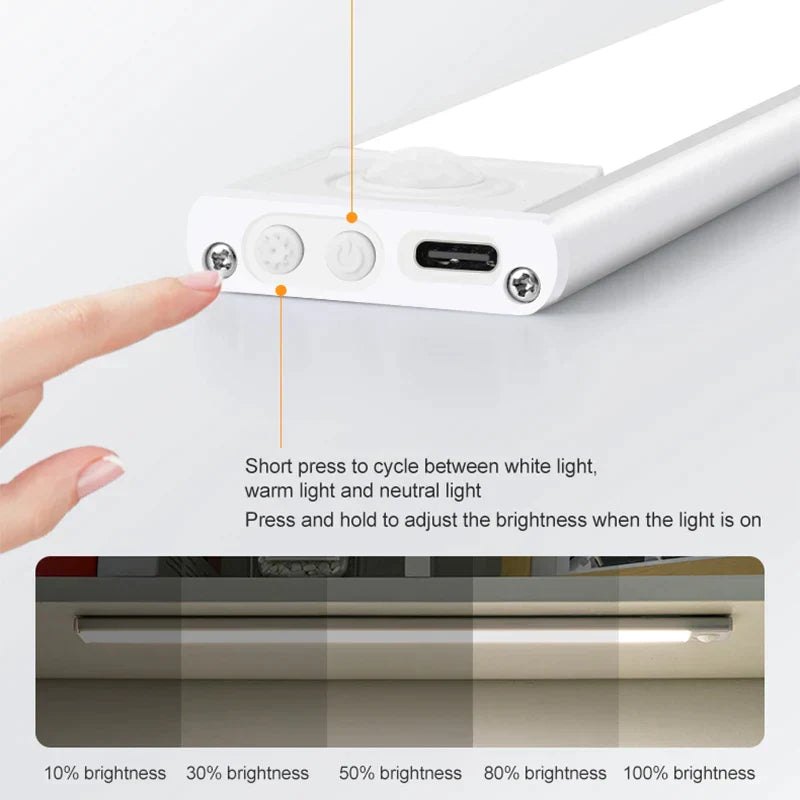 DecorBites™ 50cm Ultra-Thin LED Motion Sensor Cabinet Light for Kitchen, Bedroom, Closet
