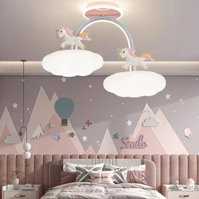 DecorBites™ مصباح سقف بتصميم سحابة يونيكورن كرتونية لغرفة الأطفال لحماية العين