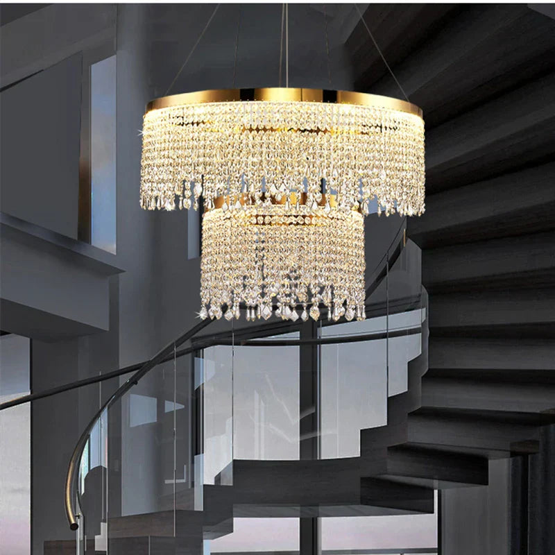 DecorBites™ Crystal Waterfall Chandelier for Foyer Dining Room Hotel Home Decor