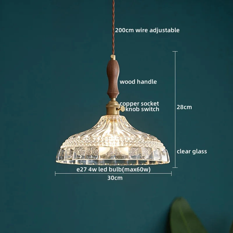 DecorBites™ Clear Glass Pendant Lamp Japanese Style LED Hanging Lights
