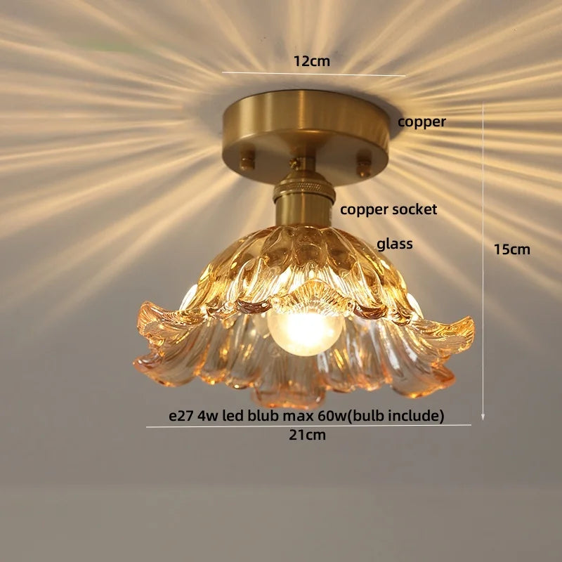 DecorBites™ Clear Glass LED Ceiling Light Fixture Modern Nordic Copper Knob Switch Lamp