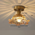 مصباح سقف نحاسي زجاجي على شكل زهرة خضراء DecorBites™ - إضاءة LED عصرية على الطراز الاسكندنافي لغرفة المعيشة وغرفة النوم والردهة