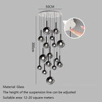Smoke Gray Glass Multi-Light Staircase Pendant Light