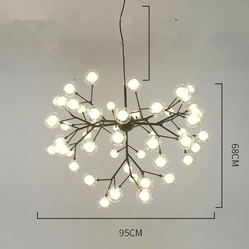 DecorBites™ Heracleum Firefly Glass Round Ball Chandelier - Luxury Staircase Dining Room Lighting