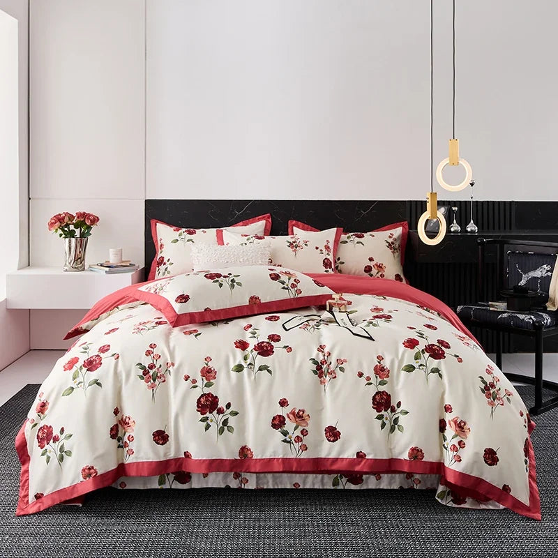 طقم مفروشات أسرة من القطن المصري™ ماركة DecorBites مقاس كوين وكينج ومزدوج، مطبوع