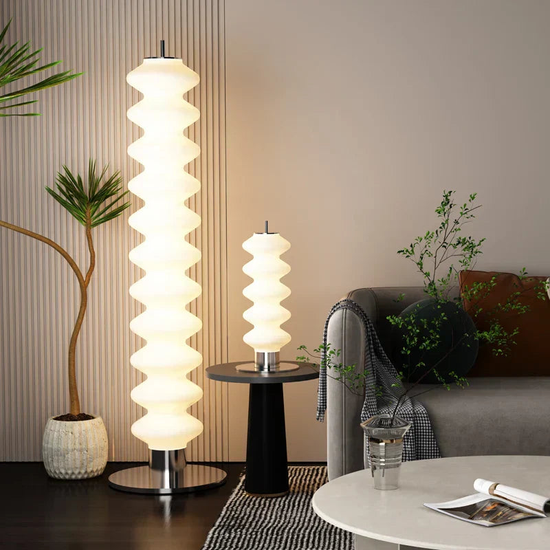 مصباح أرضي زجاجي على شكل يقطينة DecorBites™: إضاءة ليلية LED بتصميم اسكندنافي لغرفة النوم وغرفة المعيشة