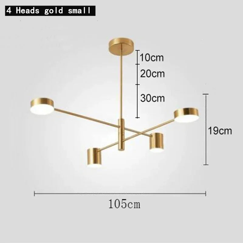 DecorBites™ Black Gold White LED Chandelier: Stylish Nordic Loft Lamp for Livingroom & Bedroom