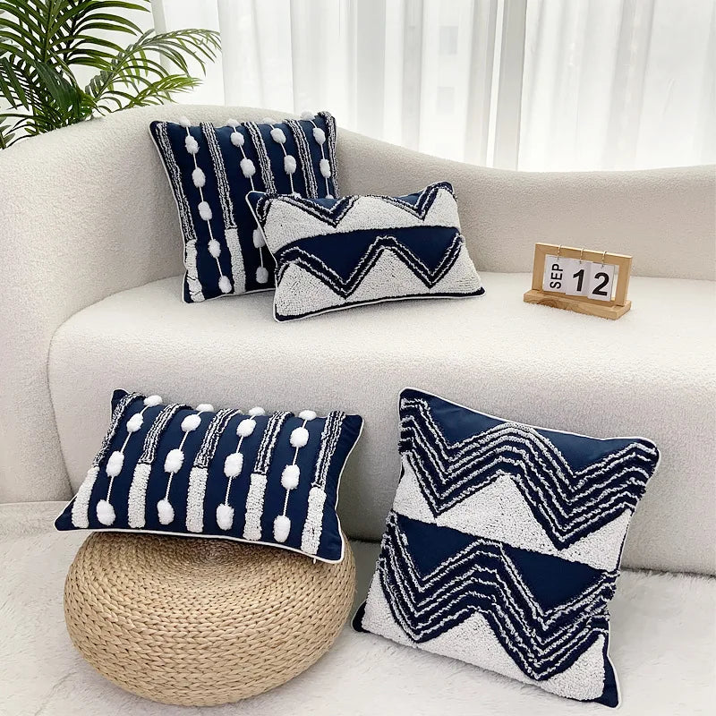 DecorBites™ Geometric Tufted Tassel Cushion Cover 30x50cm