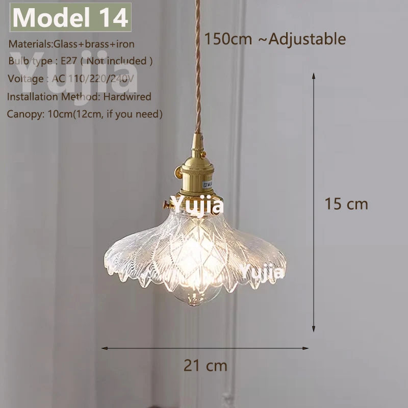 Vintage Green Glass Pendant Light With Brass Details