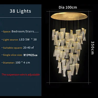 مصباح قلادة أكريليك LED من DecorBites™ لثريا درج حديثة فاخرة