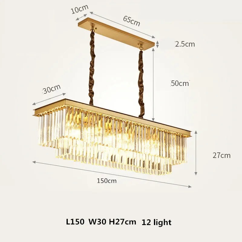 DecorBites™ مصابيح متدلية كريستالية ذهبية وسوداء معدنية، ثريات LED معلقة